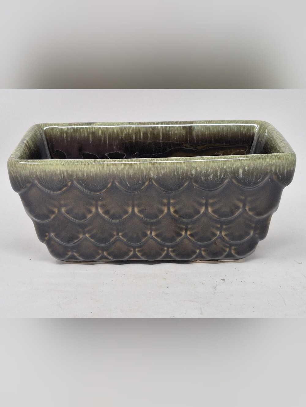 Vintage Hull Pottery Green Drip Glaze Planter